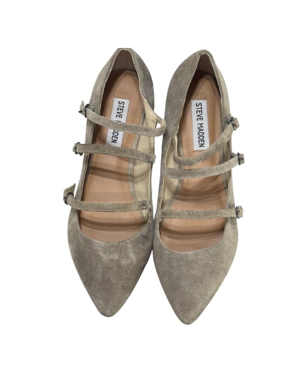STEVE MADDEN Edggy Shoes Beige Suede Strappy Flats Women’s Size 7.5 - Picture 12 of 12
